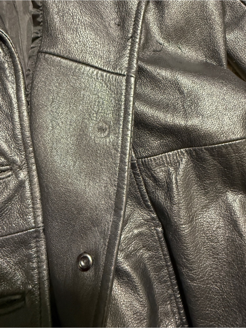 Vintage Jacqueline Ferrar Black Leather Jacket Belted Trench Coat Y2K 90s - Picture 15 of 16